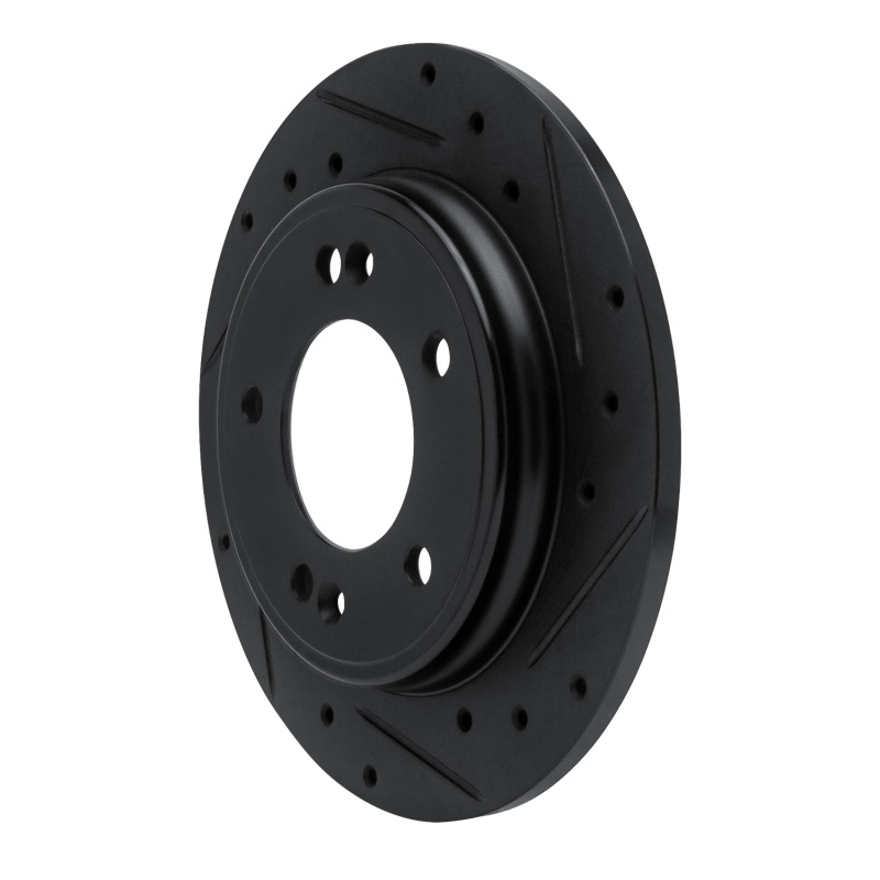 Hyundai Elantra Brake Rotor (1) - Rear Right - R1 Concepts - Drilled & Slotted - Black - `17-`25